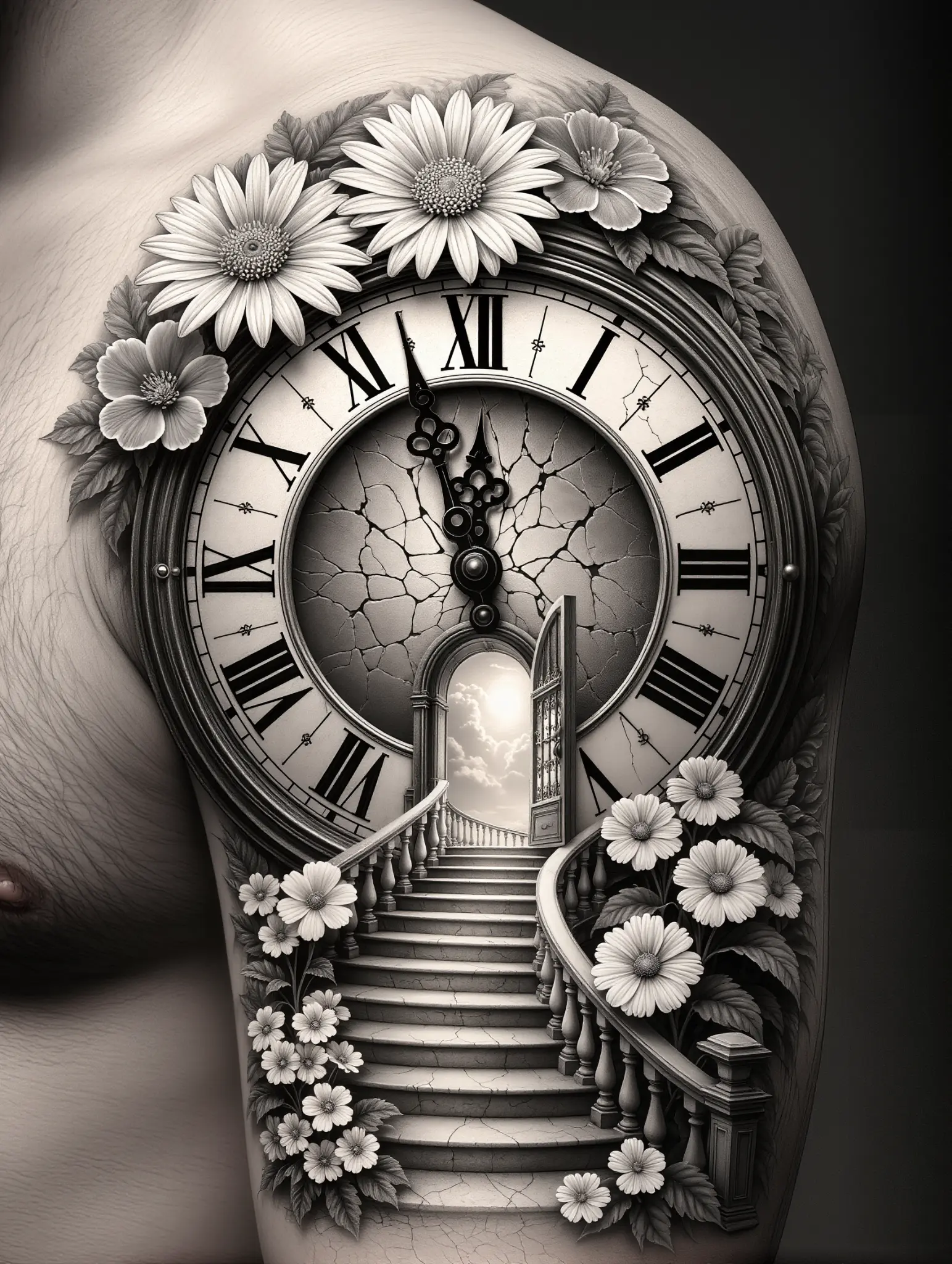 Custom Tattoo Design — Clock Sleeve